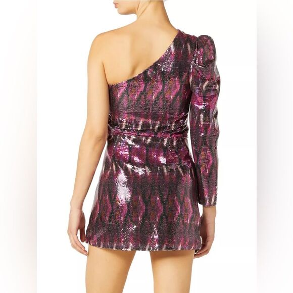 MISA Revolve Nova One-Shoulder Sequin Mini Dress, Purple, NWT, Size M - Picture 2 of 16